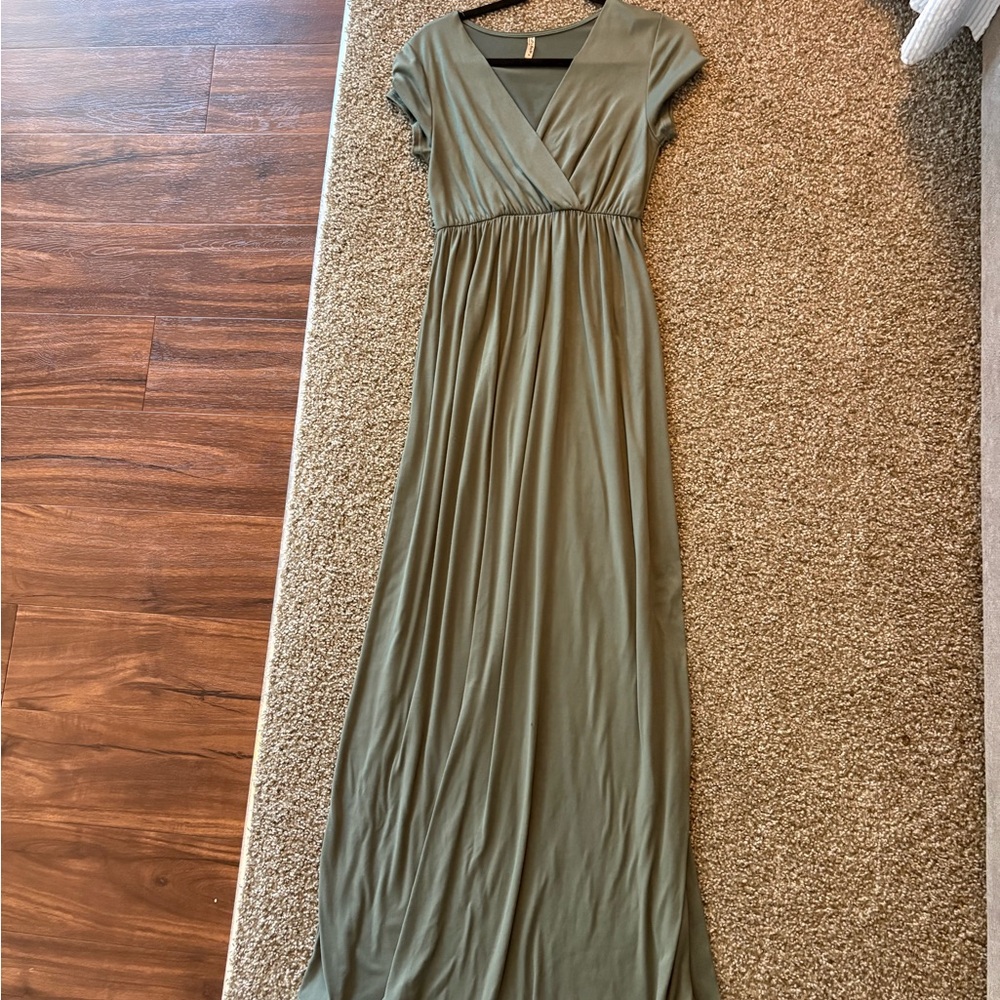 Mother Bee Maternity Olive Maxi Dress